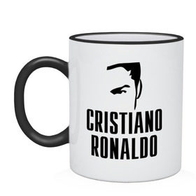 Кружка двухцветная с принтом Cristiano Ronaldo 7 в Новосибирске, керамика | объем — 330 мл, диаметр — 80 мм. Цветная ручка и кайма сверху, в некоторых цветах — вся внутренняя часть | cristiano ronaldo | мяч | спорт | футбол