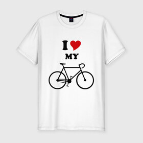Мужская футболка премиум с принтом Я люблю велосипед в Новосибирске, 92% хлопок, 8% лайкра | приталенный силуэт, круглый вырез ворота, длина до линии бедра, короткий рукав | велик | велосипед | девушка | сердечко | я
