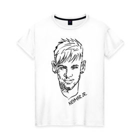 Женская футболка хлопок с принтом Neymar Jr в Новосибирске, 100% хлопок | прямой крой, круглый вырез горловины, длина до линии бедер, слегка спущенное плечо | 