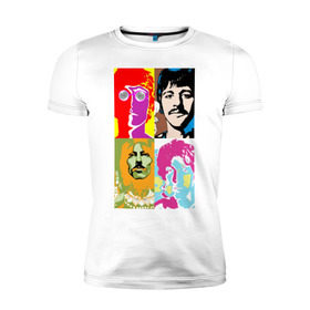 Мужская футболка премиум с принтом The Beatles в Новосибирске, 92% хлопок, 8% лайкра | приталенный силуэт, круглый вырез ворота, длина до линии бедра, короткий рукав | 