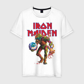 Мужская футболка хлопок с принтом Iron Maiden в Новосибирске, 100% хлопок | прямой крой, круглый вырез горловины, длина до линии бедер, слегка спущенное плечо. | Тематика изображения на принте: iron maiden