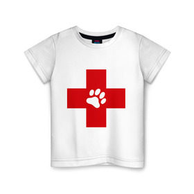 Детская футболка хлопок с принтом Ветеринар в Новосибирске, 100% хлопок | круглый вырез горловины, полуприлегающий силуэт, длина до линии бедер | Тематика изображения на принте: ветеринар | врач | доктор | красный | крест