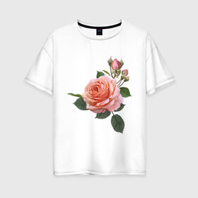 Женская футболка хлопок Oversize с принтом Розовая роза в Новосибирске, 100% хлопок | свободный крой, круглый ворот, спущенный рукав, длина до линии бедер
 | девушкам | розовая роза | цветок