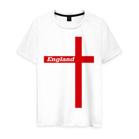 Мужская футболка хлопок с принтом Сборная Англии в Новосибирске, 100% хлопок | прямой крой, круглый вырез горловины, длина до линии бедер, слегка спущенное плечо. | england | англия | сборная | флаг | футбол