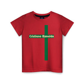 Детская футболка хлопок с принтом Cristiano Ronaldo в Новосибирске, 100% хлопок | круглый вырез горловины, полуприлегающий силуэт, длина до линии бедер | cristiano | ronaldo | криштиану | мадрид | реал | роналду | сборная | флаг | футбол
