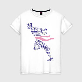 Женская футболка хлопок с принтом Победа (спортивная абстракция) в Новосибирске, 100% хлопок | прямой крой, круглый вырез горловины, длина до линии бедер, слегка спущенное плечо | победа | спорт | спортивная