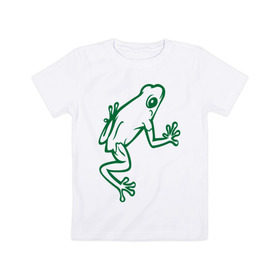 Детская футболка хлопок с принтом Лягушка в Новосибирске, 100% хлопок | круглый вырез горловины, полуприлегающий силуэт, длина до линии бедер | жаба | лягушка