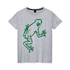 Женская футболка хлопок с принтом Лягушка в Новосибирске, 100% хлопок | прямой крой, круглый вырез горловины, длина до линии бедер, слегка спущенное плечо | жаба | лягушка