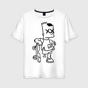 Женская футболка хлопок Oversize с принтом Bart Simpsons zombie в Новосибирске, 100% хлопок | свободный крой, круглый ворот, спущенный рукав, длина до линии бедер
 | bart | bart simpsons zombie | кино