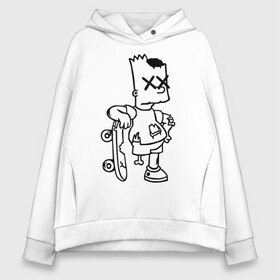 Женское худи Oversize хлопок с принтом Bart Simpsons zombie в Новосибирске, френч-терри — 70% хлопок, 30% полиэстер. Мягкий теплый начес внутри —100% хлопок | боковые карманы, эластичные манжеты и нижняя кромка, капюшон на магнитной кнопке | bart | bart simpsons zombie | кино