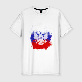 Мужская футболка премиум с принтом Герб в Новосибирске, 92% хлопок, 8% лайкра | приталенный силуэт, круглый вырез ворота, длина до линии бедра, короткий рукав | патриоты | россия | рф | флаг
