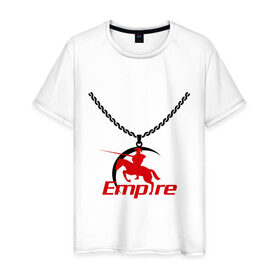 Мужская футболка хлопок с принтом Empire медальон в Новосибирске, 100% хлопок | прямой крой, круглый вырез горловины, длина до линии бедер, слегка спущенное плечо. | 