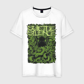 Мужская футболка хлопок с принтом Suicide Silence в Новосибирске, 100% хлопок | прямой крой, круглый вырез горловины, длина до линии бедер, слегка спущенное плечо. | Тематика изображения на принте: silence | suicide