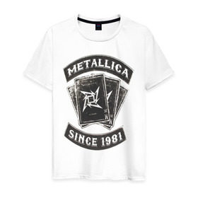 Мужская футболка хлопок с принтом Metallica в Новосибирске, 100% хлопок | прямой крой, круглый вырез горловины, длина до линии бедер, слегка спущенное плечо. | металлика