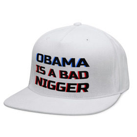 Кепка снепбек с прямым козырьком с принтом Obama is a bad nigger в Новосибирске, хлопок 100% |  | обама