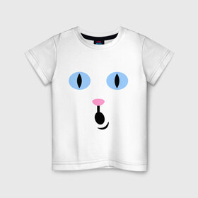 Детская футболка хлопок с принтом Кошечка (удивление) в Новосибирске, 100% хлопок | круглый вырез горловины, полуприлегающий силуэт, длина до линии бедер | глаза | киса | кот | кошечка | кошка | удивление