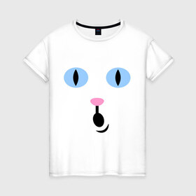 Женская футболка хлопок с принтом Кошечка (удивление) в Новосибирске, 100% хлопок | прямой крой, круглый вырез горловины, длина до линии бедер, слегка спущенное плечо | глаза | киса | кот | кошечка | кошка | удивление