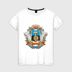 Женская футболка хлопок с принтом Донецк олдскул в Новосибирске, 100% хлопок | прямой крой, круглый вырез горловины, длина до линии бедер, слегка спущенное плечо | новороссия