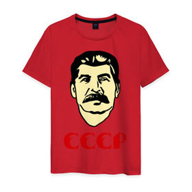Мужская футболка хлопок с принтом СССР в Новосибирске, 100% хлопок | прямой крой, круглый вырез горловины, длина до линии бедер, слегка спущенное плечо. | генсек | иосиф | коба | коммунизм | ретро | советский | союз | ссср | сталин