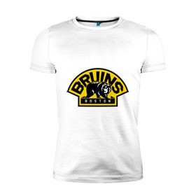 Мужская футболка премиум с принтом HC Boston Bruins Label в Новосибирске, 92% хлопок, 8% лайкра | приталенный силуэт, круглый вырез ворота, длина до линии бедра, короткий рукав | Тематика изображения на принте: boston | bruins | club | hockey | клуб | хоккей