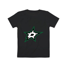 Детская футболка хлопок с принтом HC Dallas Stars в Новосибирске, 100% хлопок | круглый вырез горловины, полуприлегающий силуэт, длина до линии бедер | club | dallas | hockey | stars | клуб | хоккей