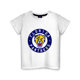 Детская футболка хлопок с принтом HC Florida Panthers в Новосибирске, 100% хлопок | круглый вырез горловины, полуприлегающий силуэт, длина до линии бедер | Тематика изображения на принте: club | florida | hockey | panthers | клуб | хоккей