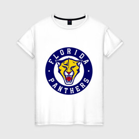 Женская футболка хлопок с принтом HC Florida Panthers в Новосибирске, 100% хлопок | прямой крой, круглый вырез горловины, длина до линии бедер, слегка спущенное плечо | club | florida | hockey | panthers | клуб | хоккей