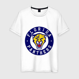 Мужская футболка хлопок с принтом HC Florida Panthers в Новосибирске, 100% хлопок | прямой крой, круглый вырез горловины, длина до линии бедер, слегка спущенное плечо. | club | florida | hockey | panthers | клуб | хоккей