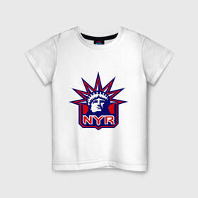 Детская футболка хлопок с принтом HC New York Rangers Emblem в Новосибирске, 100% хлопок | круглый вырез горловины, полуприлегающий силуэт, длина до линии бедер | club | hockey | new | nyr | rangers | york | клуб | хоккей
