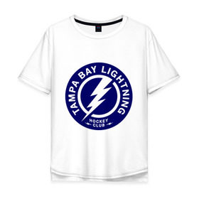 Мужская футболка хлопок Oversize с принтом HC Tampa Bay Lightning в Новосибирске, 100% хлопок | свободный крой, круглый ворот, “спинка” длиннее передней части | bay | club | hockey | lightning | tampa | клуб | хоккей