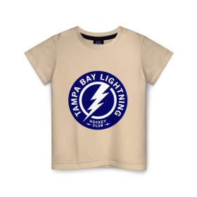 Детская футболка хлопок с принтом HC Tampa Bay Lightning в Новосибирске, 100% хлопок | круглый вырез горловины, полуприлегающий силуэт, длина до линии бедер | bay | club | hockey | lightning | tampa | клуб | хоккей
