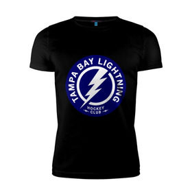 Мужская футболка премиум с принтом HC Tampa Bay Lightning в Новосибирске, 92% хлопок, 8% лайкра | приталенный силуэт, круглый вырез ворота, длина до линии бедра, короткий рукав | bay | club | hockey | lightning | tampa | клуб | хоккей