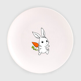 Тарелка с принтом Зайка с морковкой в Новосибирске, фарфор | диаметр - 210 мм
диаметр для нанесения принта - 120 мм | белый | зайка | заяц | кролик | милый | морковь
