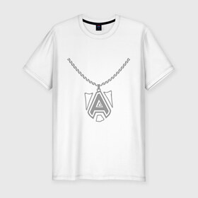 Мужская футболка премиум с принтом Dota 2 Alliance медальон в Новосибирске, 92% хлопок, 8% лайкра | приталенный силуэт, круглый вырез ворота, длина до линии бедра, короткий рукав | alliance | dota | dota2 | альянс | дота | дота2 | логотип | цепь