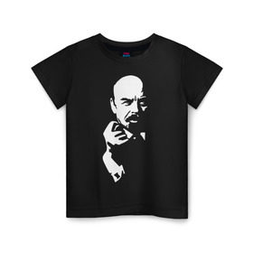Детская футболка хлопок с принтом Ленин в Новосибирске, 100% хлопок | круглый вырез горловины, полуприлегающий силуэт, длина до линии бедер | большевик | дуля | ильич | коммунизм | ленин | ретро | ссср | фига | шиш