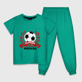 Детская пижама хлопок с принтом Торпедо в Новосибирске, 100% хлопок |  брюки и футболка прямого кроя, без карманов, на брюках мягкая резинка на поясе и по низу штанин
 | венок | москва | мяч | спорт | торпедо | фк | футбол | футбольный клуб