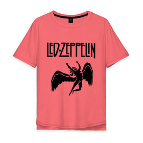 Мужская футболка хлопок Oversize с принтом Led Zeppelin в Новосибирске, 100% хлопок | свободный крой, круглый ворот, “спинка” длиннее передней части | Тематика изображения на принте: led zeppelin