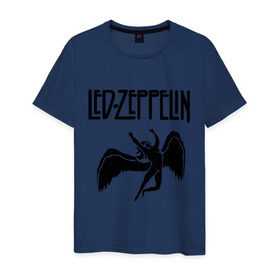 Мужская футболка хлопок с принтом Led Zeppelin в Новосибирске, 100% хлопок | прямой крой, круглый вырез горловины, длина до линии бедер, слегка спущенное плечо. | Тематика изображения на принте: led zeppelin