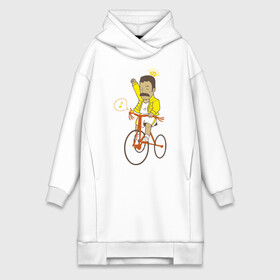 Платье-худи хлопок с принтом Фредди на велосипеде в Новосибирске,  |  | Тематика изображения на принте: queen | велосипед | меломанам | музыка | прикол | рок | фрэдди меркьюри