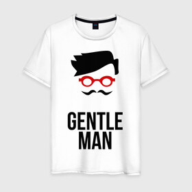 Мужская футболка хлопок с принтом Gentleman в Новосибирске, 100% хлопок | прямой крой, круглый вырез горловины, длина до линии бедер, слегка спущенное плечо. | 