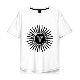 Мужская футболка хлопок Oversize с принтом Солнечный диск в Новосибирске, 100% хлопок | свободный крой, круглый ворот, “спинка” длиннее передней части | солнечный диск | солнце | солнышко | ярило
