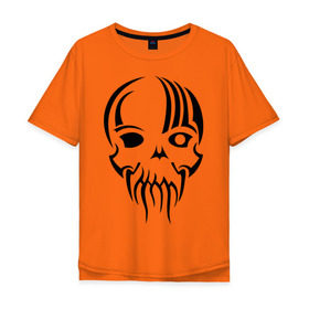 Мужская футболка хлопок Oversize с принтом Ктулху череп в Новосибирске, 100% хлопок | свободный крой, круглый ворот, “спинка” длиннее передней части | Тематика изображения на принте: ctulhu | lovecraft | говард | ктулху | лавкрафт | череп