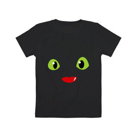 Детская футболка хлопок с принтом Toothless Dragon в Новосибирске, 100% хлопок | круглый вырез горловины, полуприлегающий силуэт, длина до линии бедер | dragon | toothless | train | беззубик | дракон | как приручить дракона
