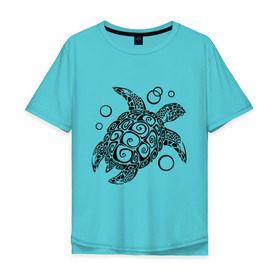 Мужская футболка хлопок Oversize с принтом Черепашка в Новосибирске, 100% хлопок | свободный крой, круглый ворот, “спинка” длиннее передней части | морская | панцирь | черепаха