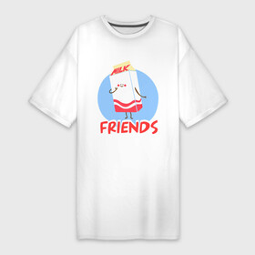 Платье-футболка хлопок с принтом Молоко в Новосибирске,  |  | best friends forever | друзья | лучшие | молоко | печенье | подарки | подруге. друг