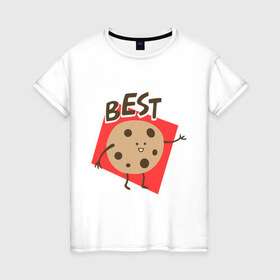 Женская футболка хлопок с принтом Печенька в Новосибирске, 100% хлопок | прямой крой, круглый вырез горловины, длина до линии бедер, слегка спущенное плечо | best friends forever | друзья | лучшие | молоко | печенье | подарки | подруге. друг