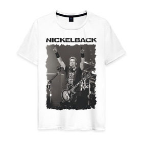 Мужская футболка хлопок с принтом Nickelback в Новосибирске, 100% хлопок | прямой крой, круглый вырез горловины, длина до линии бедер, слегка спущенное плечо. | nickelback | альтернативный | рок | хард