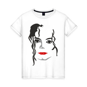 Женская футболка хлопок с принтом Michael Jackson в Новосибирске, 100% хлопок | прямой крой, круглый вырез горловины, длина до линии бедер, слегка спущенное плечо | 
