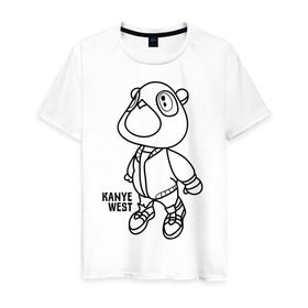 Мужская футболка хлопок с принтом kanye west в Новосибирске, 100% хлопок | прямой крой, круглый вырез горловины, длина до линии бедер, слегка спущенное плечо. | kanye west | rap | кани вест | медведь | музыка | рэп
