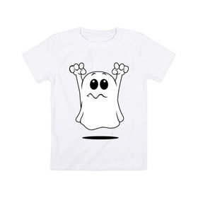Детская футболка хлопок с принтом Привидение в Новосибирске, 100% хлопок | круглый вырез горловины, полуприлегающий силуэт, длина до линии бедер | ghost | привидение | призрак